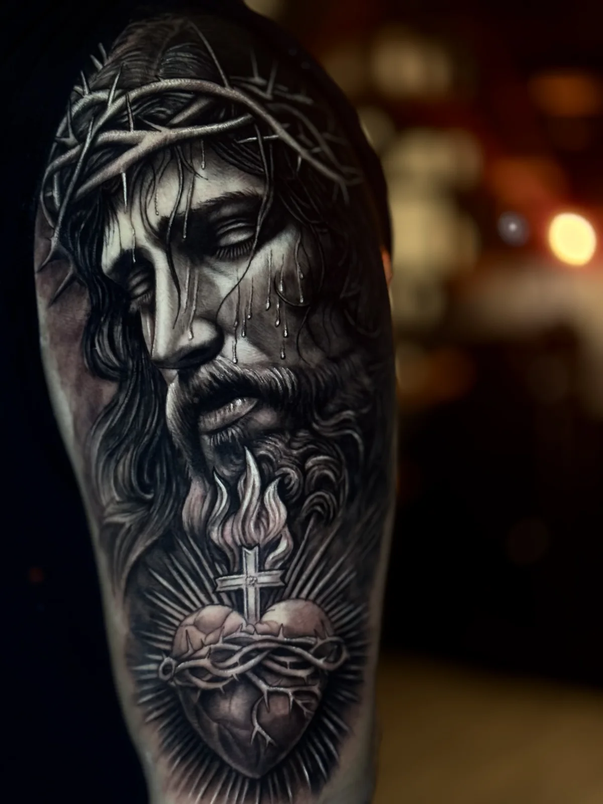 Portrait de Jesus com detalhes de contraste e profundidade